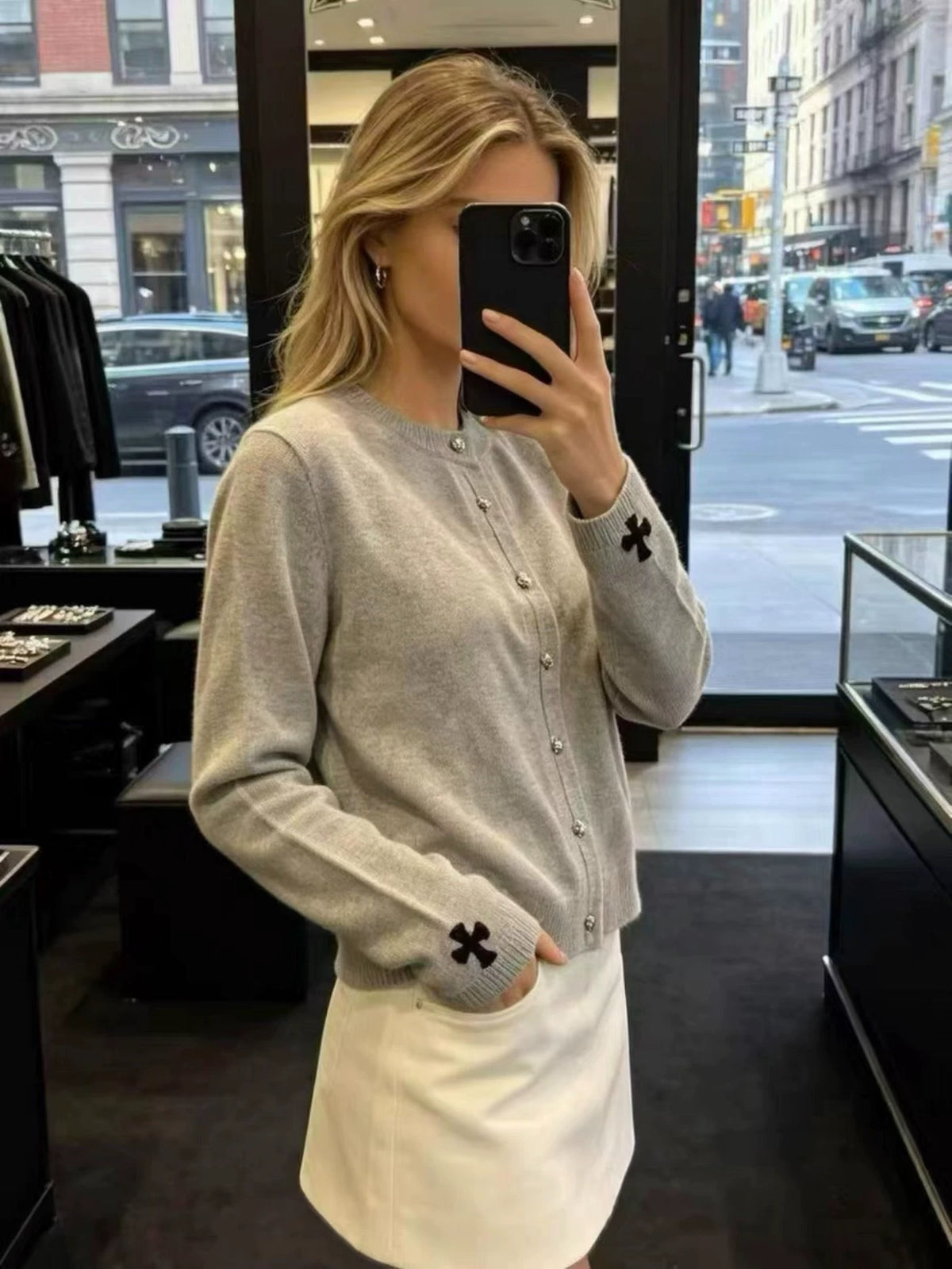 Chrome Hearts grey cashmere cardigan