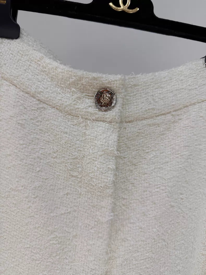 Chanel 25S White Tweed Trousers