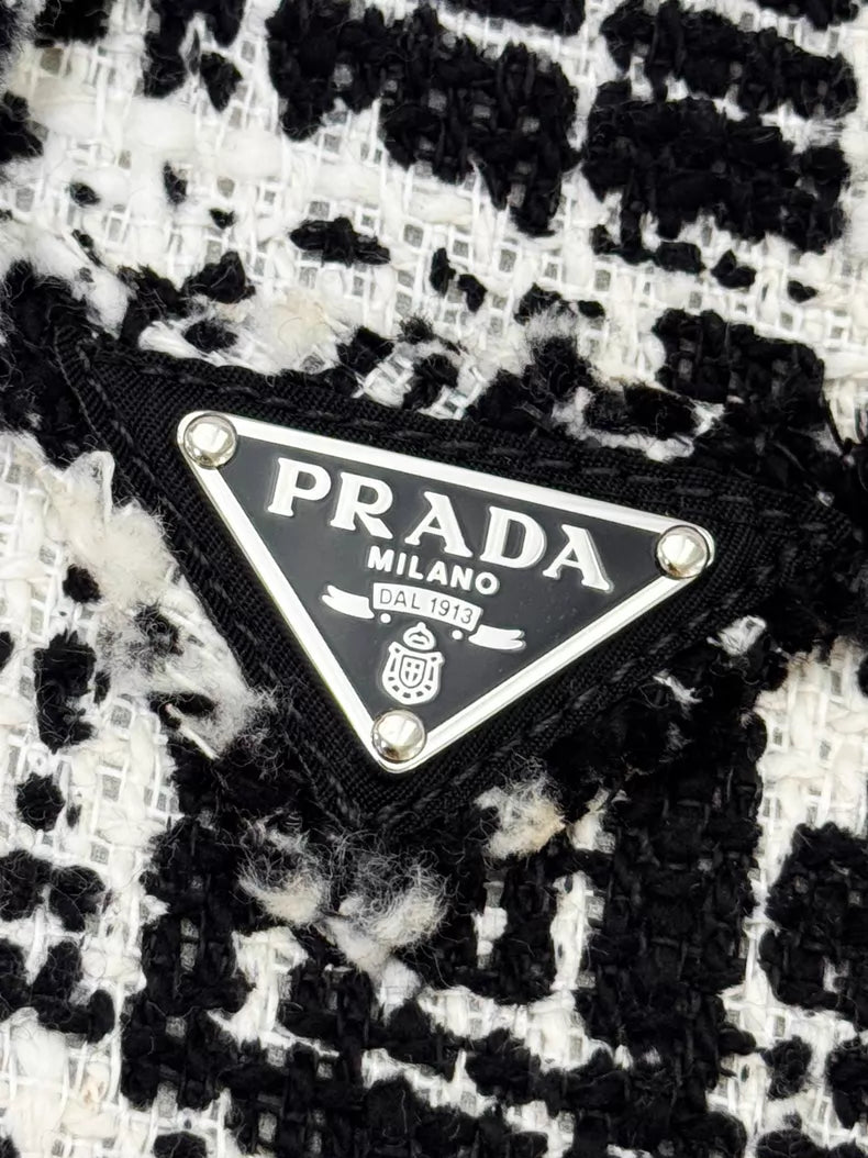Prada black and white tweed jacket