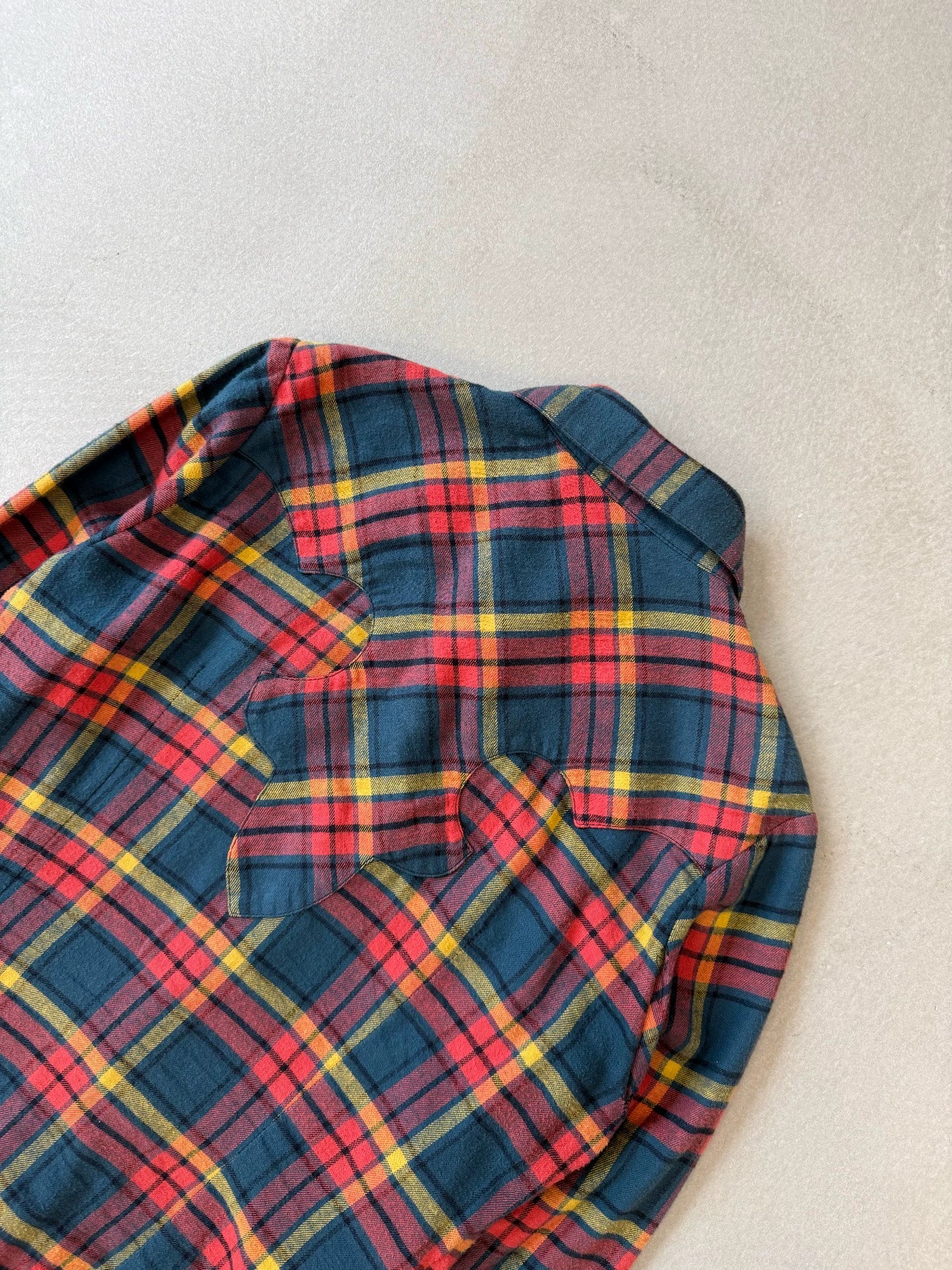 Chrome Hearts Scout Floral Emblem Patchwork Back Fleur Flame-Patterned Plaid Shirt
