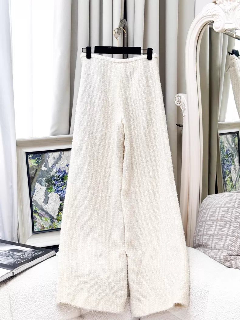 Chanel 20B white tweed trousers