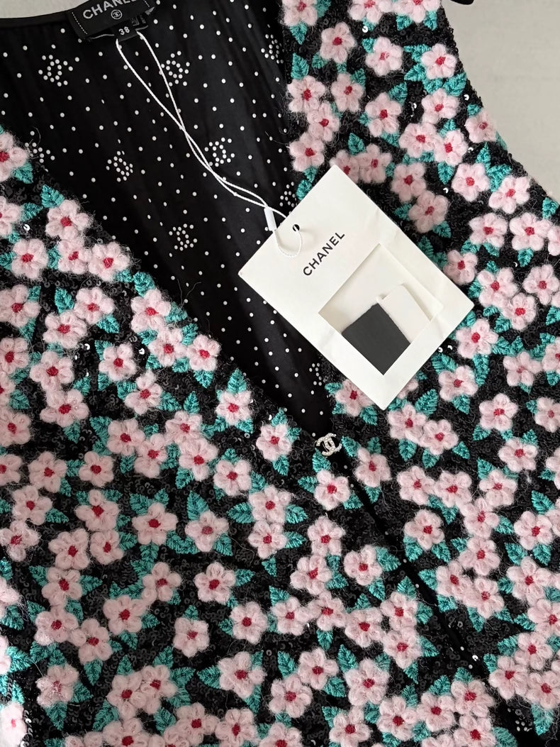 Chanel 24B Pink Floral Embroidered Vest