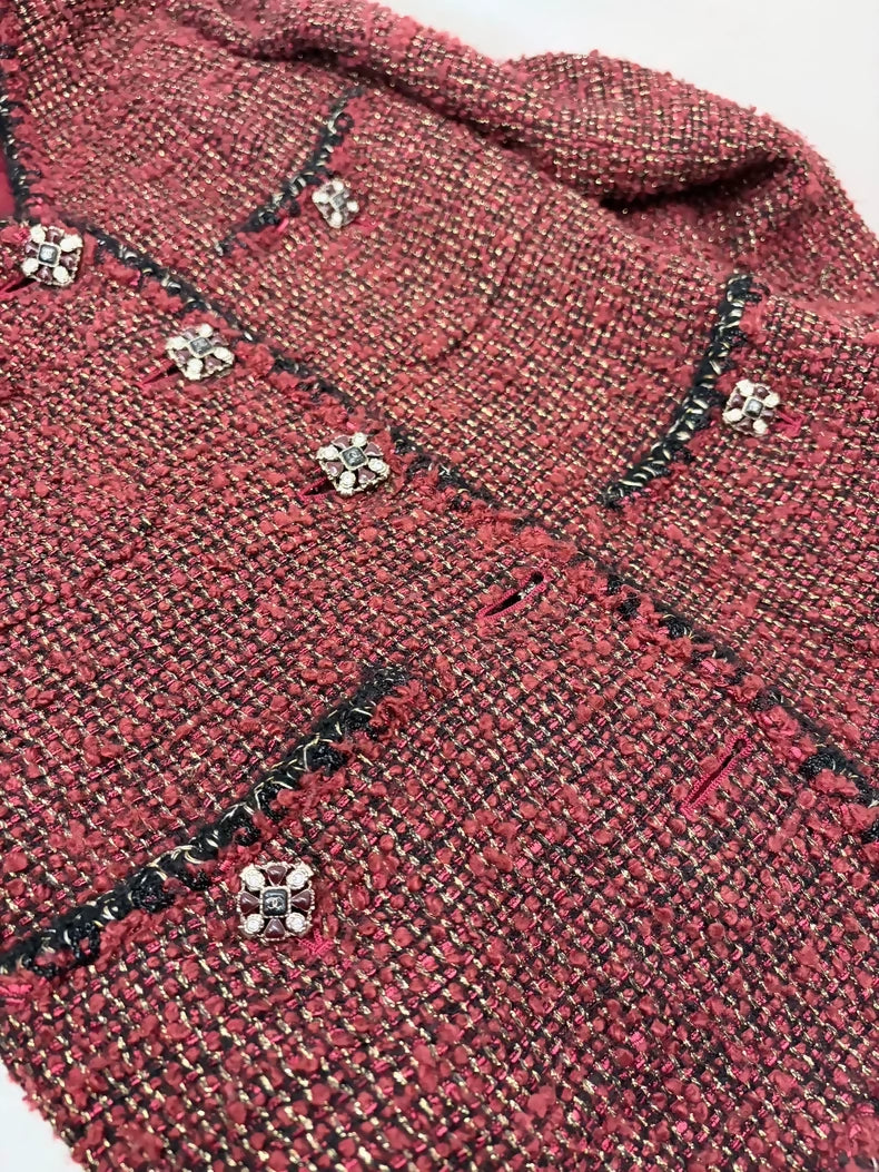 Chanel 11A Red and Gold Tweed Jacket