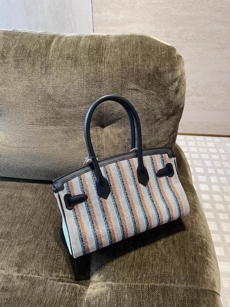 Hermès Birkin Shoulder Light 29 in Black Evercolor and Embroidered Toile Palladium Hardware