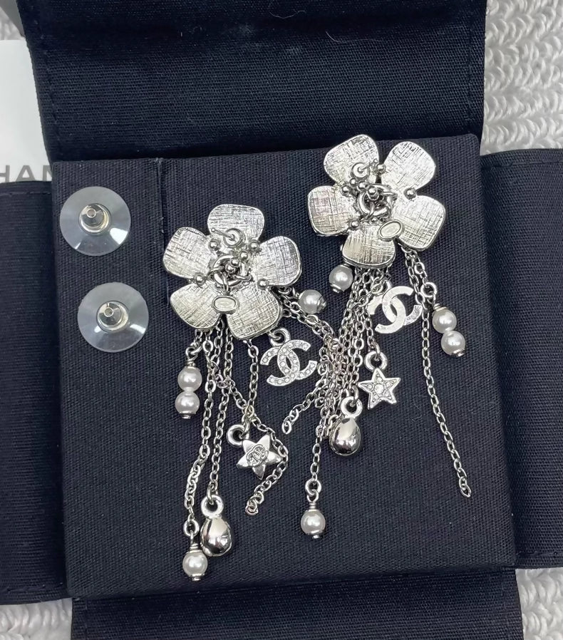 Chanel 26C Pearl and Crystal Tassel Earrings