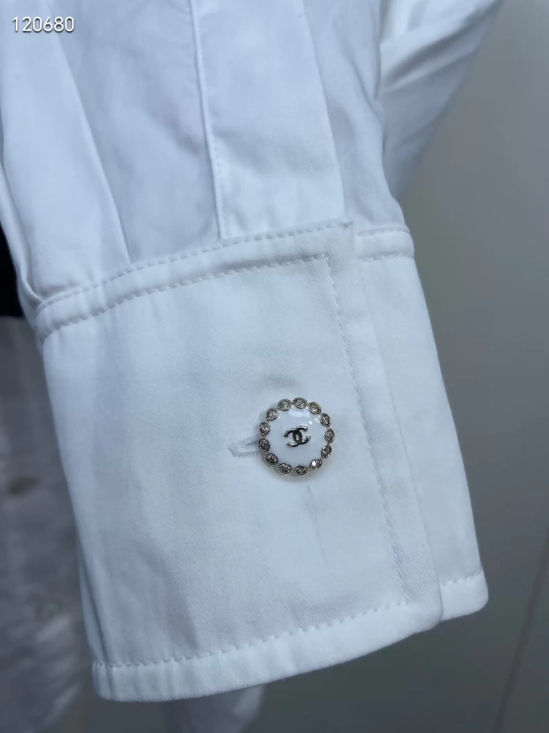 Chanel 25K white bow-tie shirt