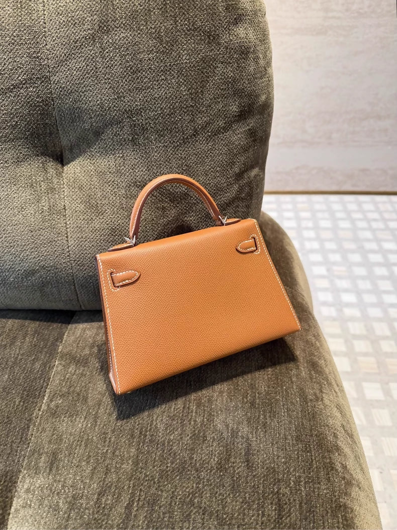 Hermes Mini kelly 20 gold Epsom leather palladium hardware