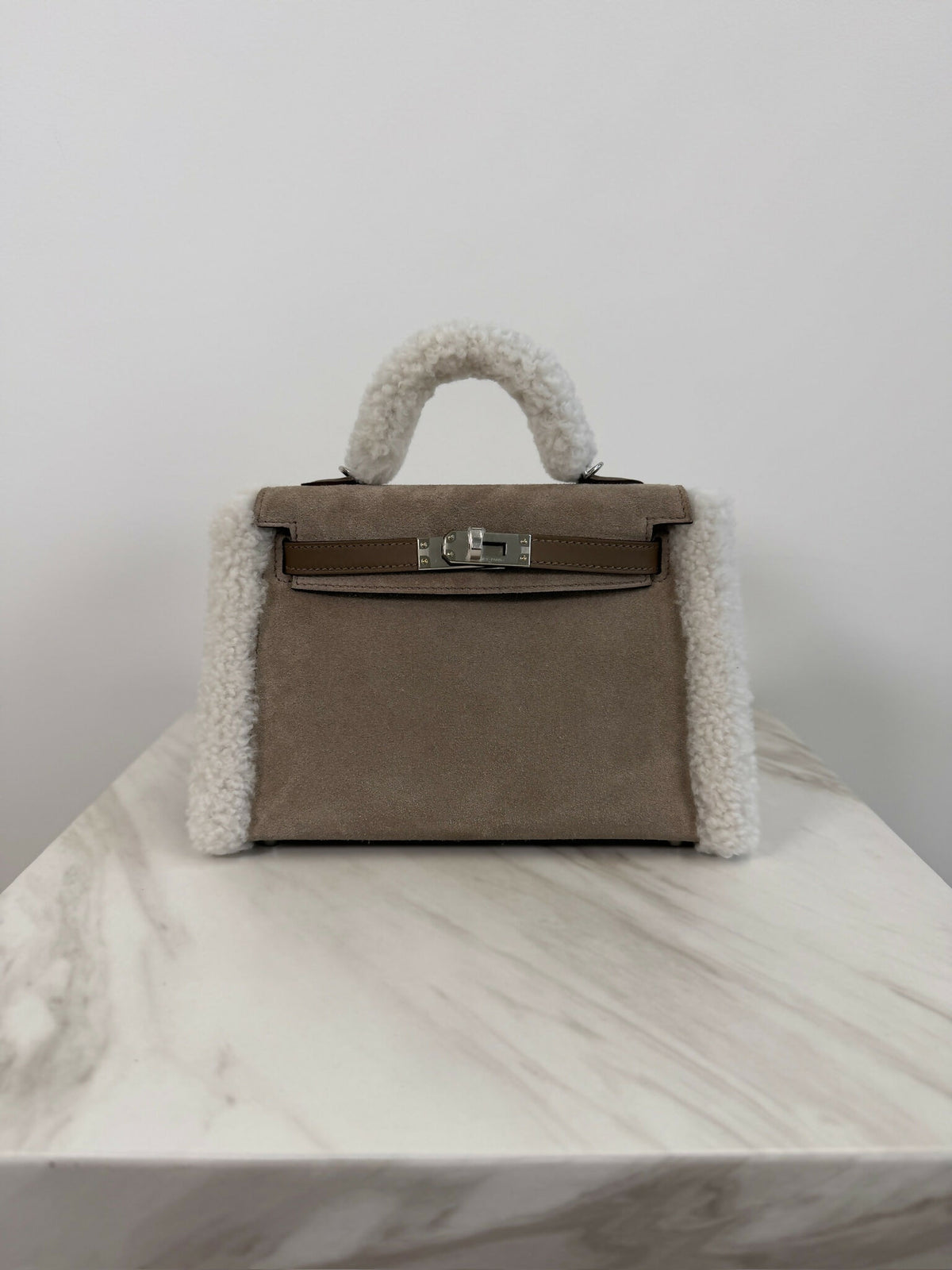 Hermès Mini Kelly 20 Teddy Etoupe Palladium hardware