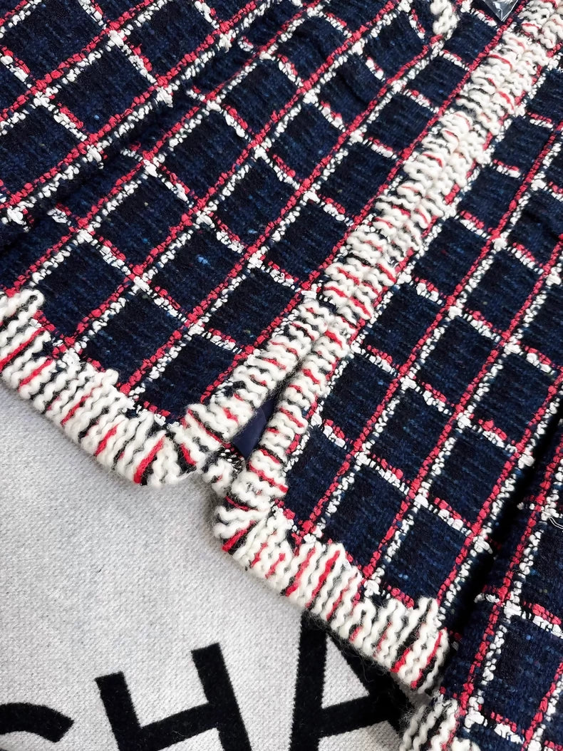 Chanel 19K Red and Blue Tweed Jacket