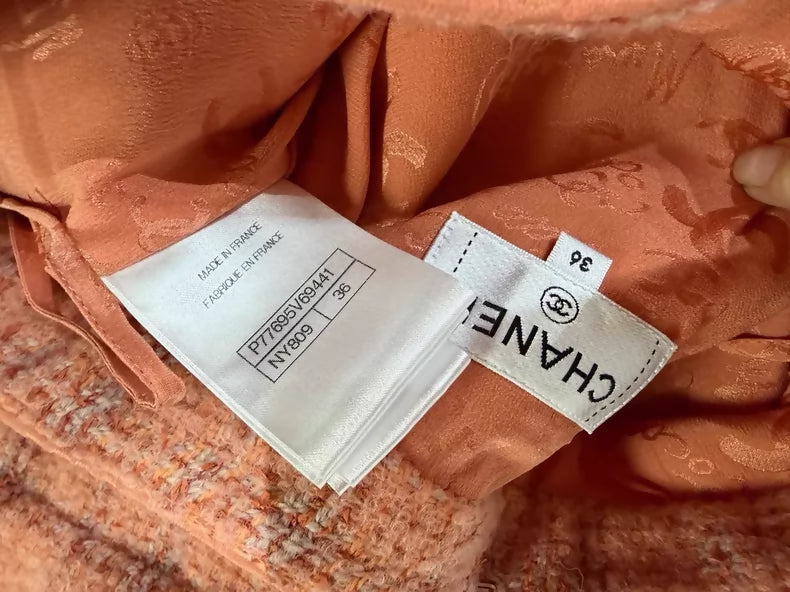 Chanel 24A orange tweed skirt