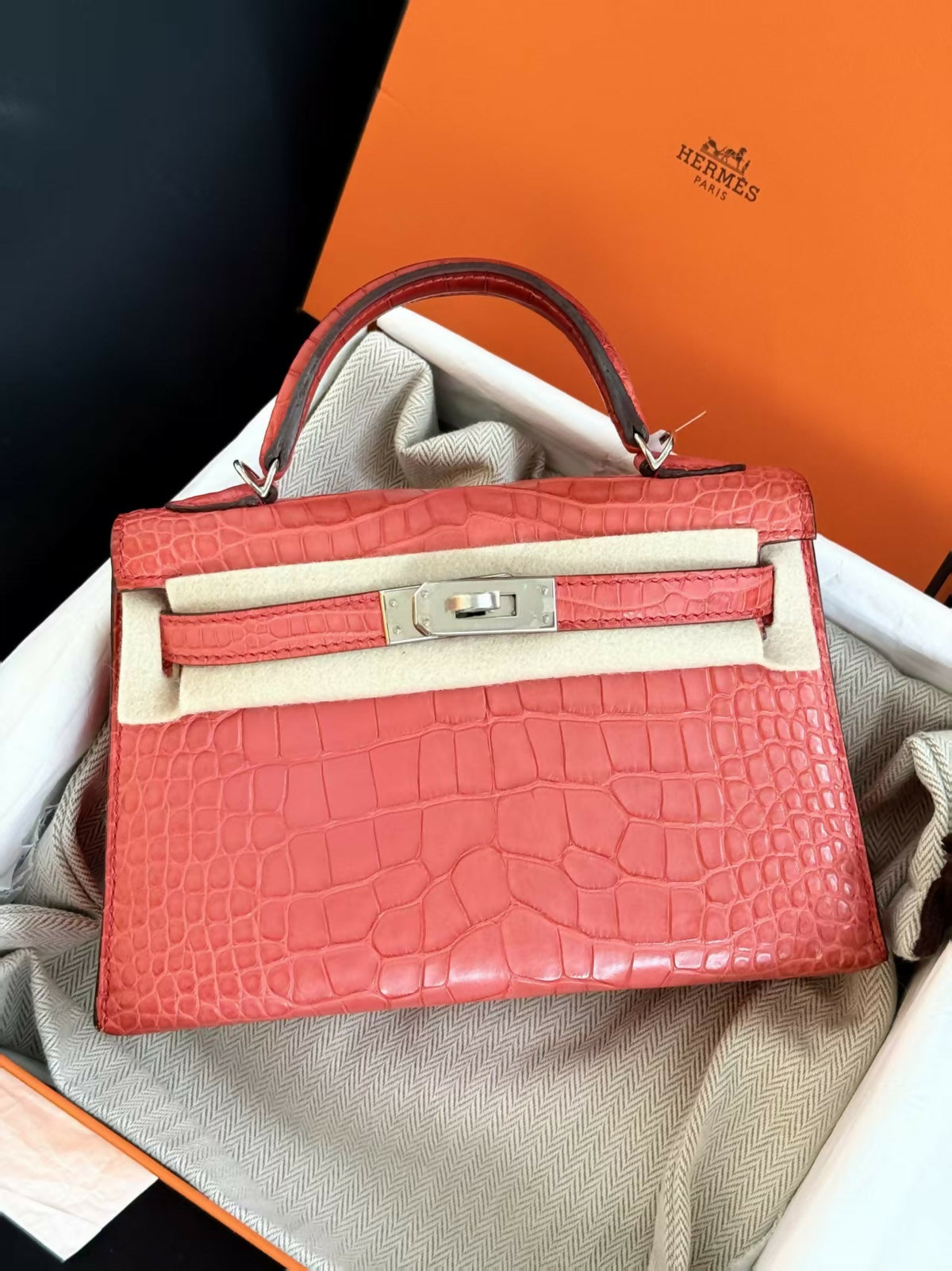 Hermès Mini Kelly 20 Bougainvillea Matte Alligator with Palladium Hardware