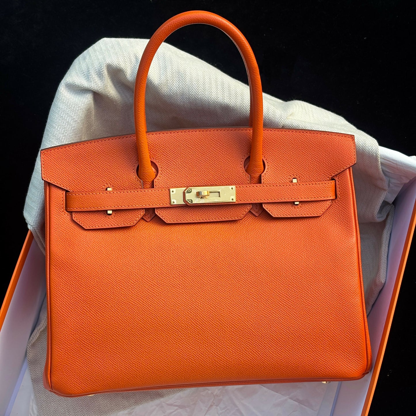 Hermès Birkin 30 9J Feu Epsom with Gold Hardware T Stamp