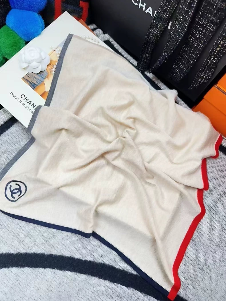 Chanel light khaki cashmere scarf