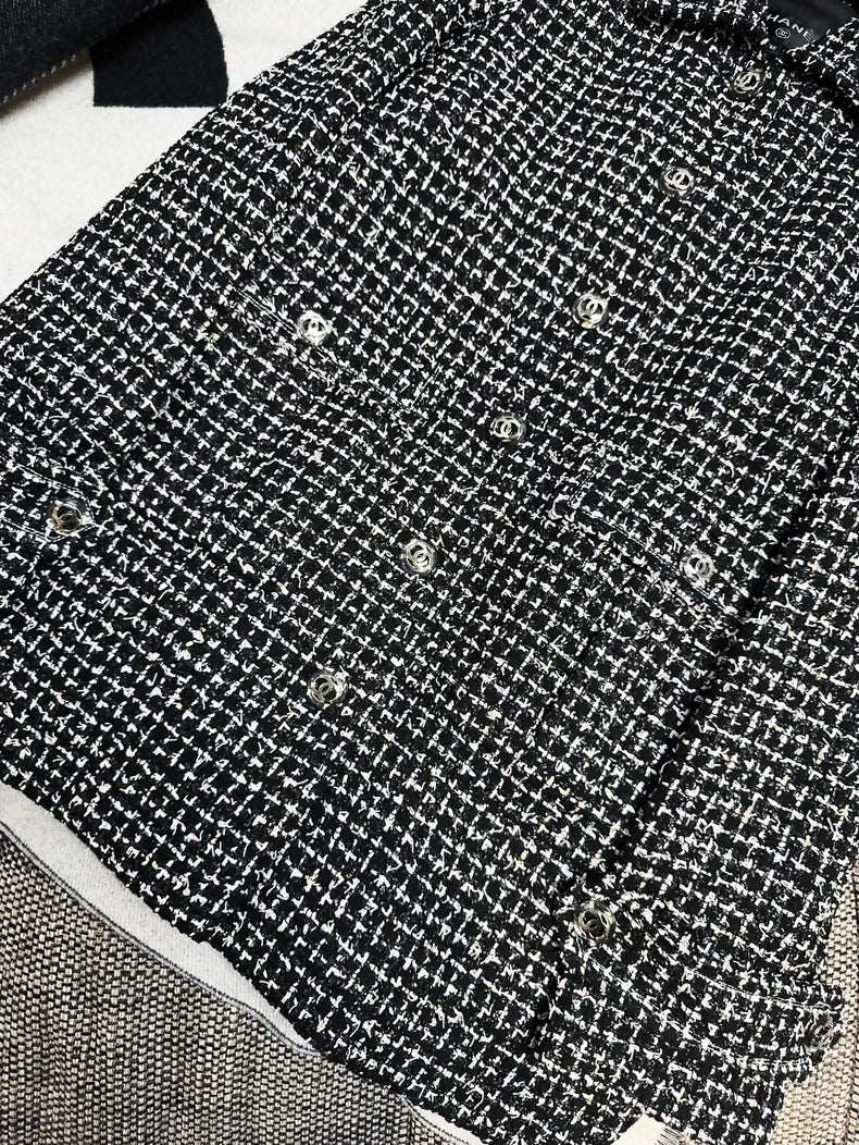 Chanel 20P black tweed coat