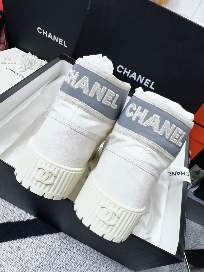 CHANEL 21K White and Grey converse shoes