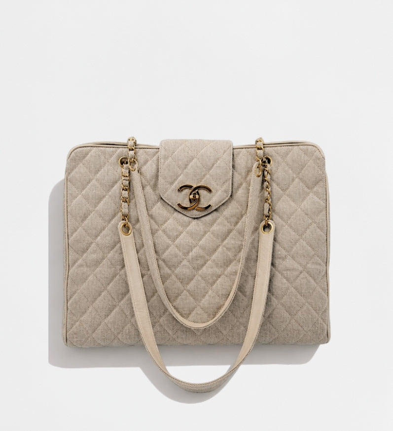 Chanel linen supermodel XL weekender tote