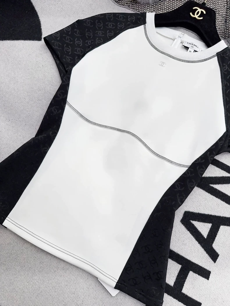 Chanel 24C black and white T-shirt