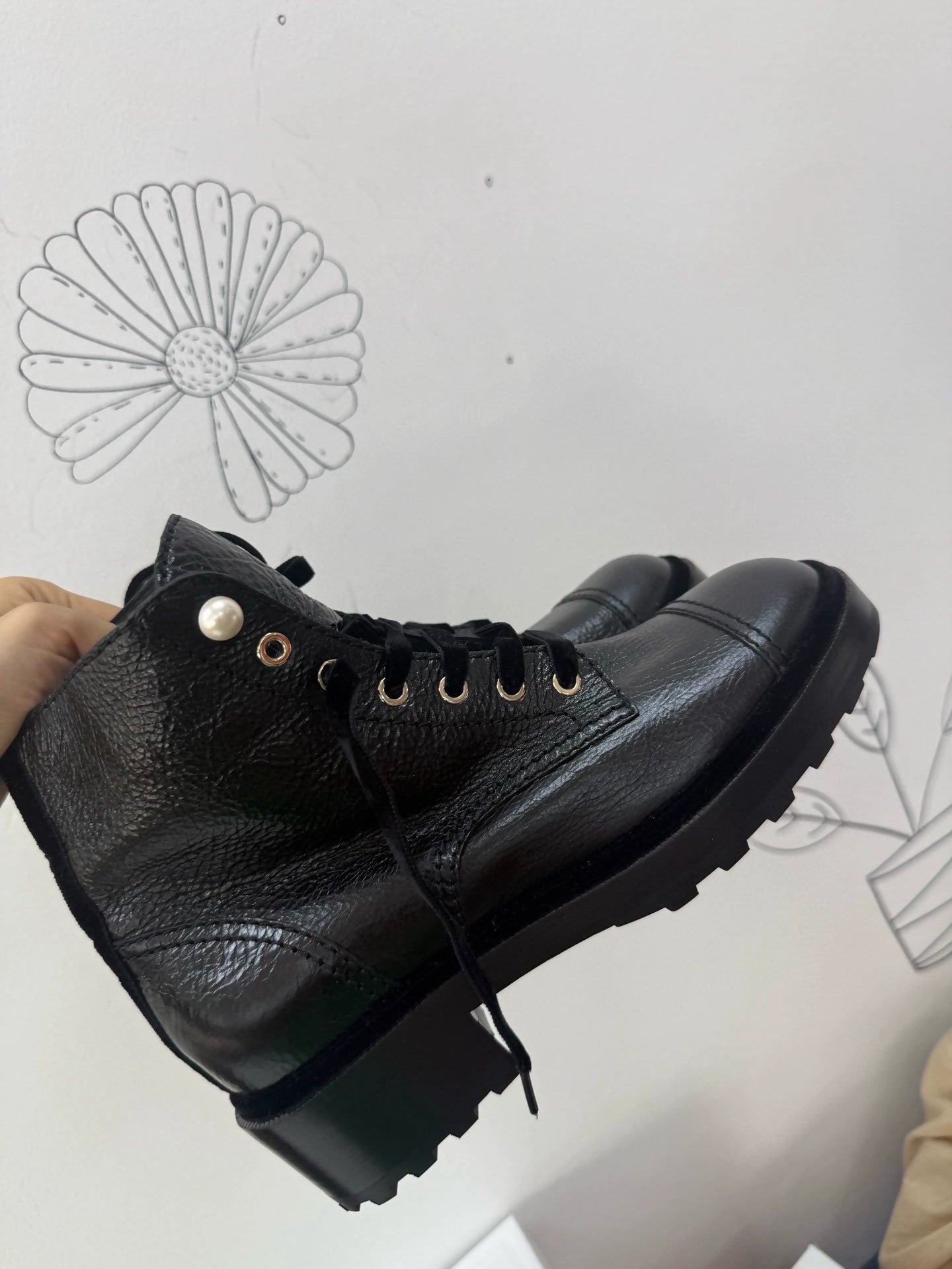 Chanel classic pearl boots