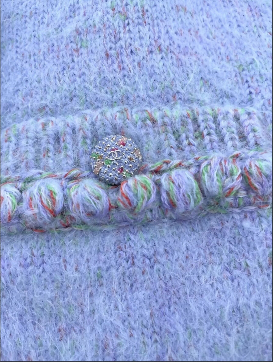 Chanel25B purple tweed cardigan
