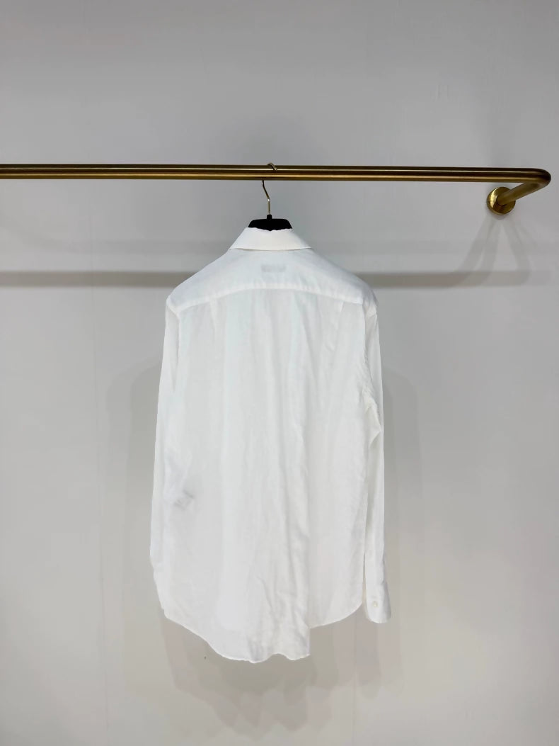 Loro Piana classic vintage style single-pocket linen shirt