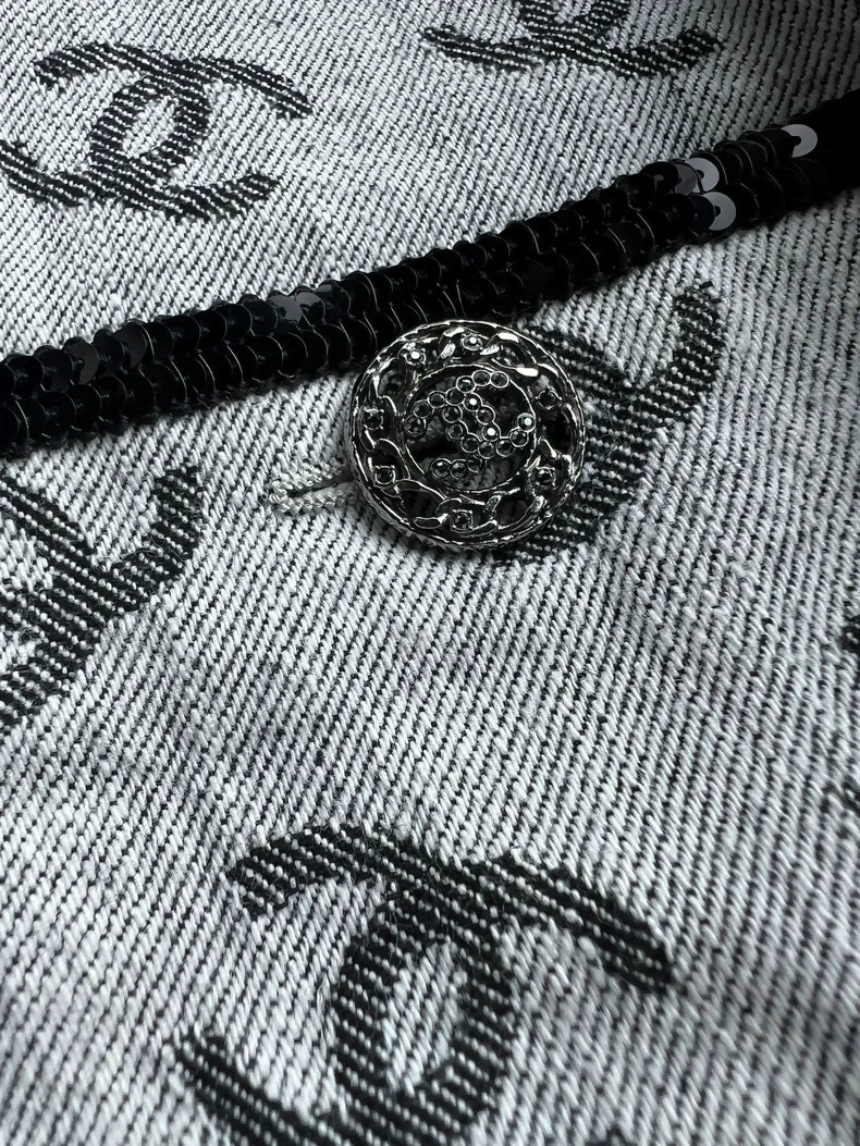 Chanel 22s grey denim cc logo jacket