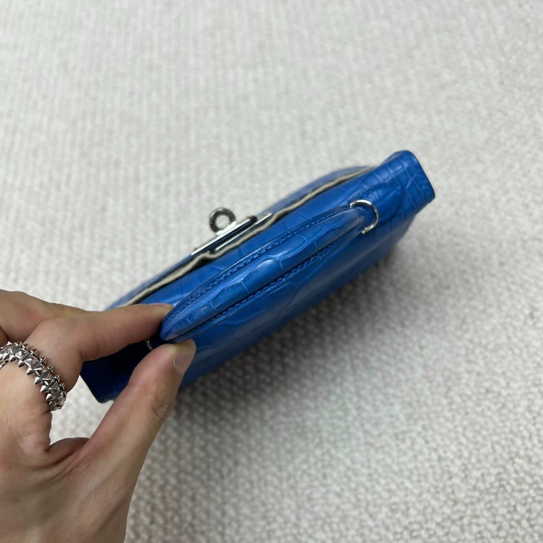Hermès mini Kelly 20 Blue Zellige matte alligator palladium hardware