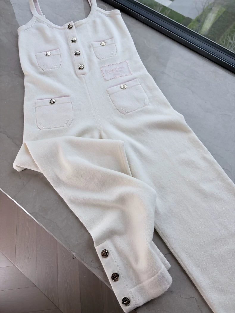 Chanel 25P white cashmere jumpsuit