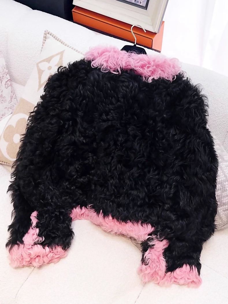 Chanel 21K Black and Pink Fur Coat