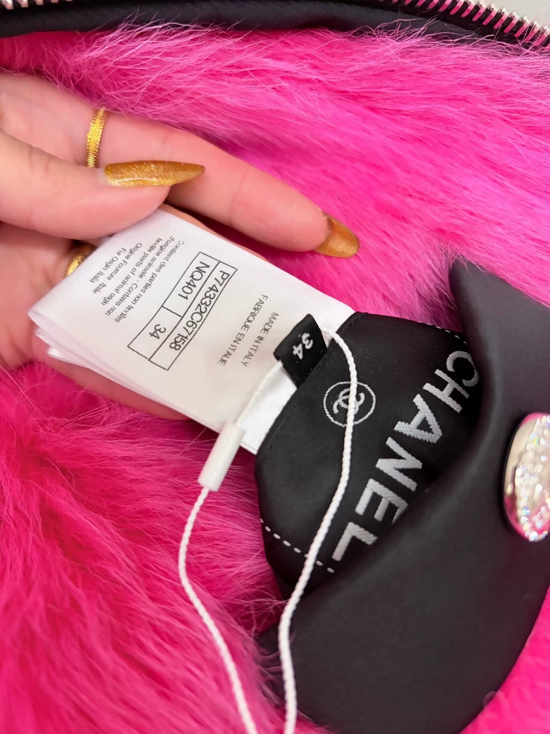 Chanel 23N black & pink Fur Jacket