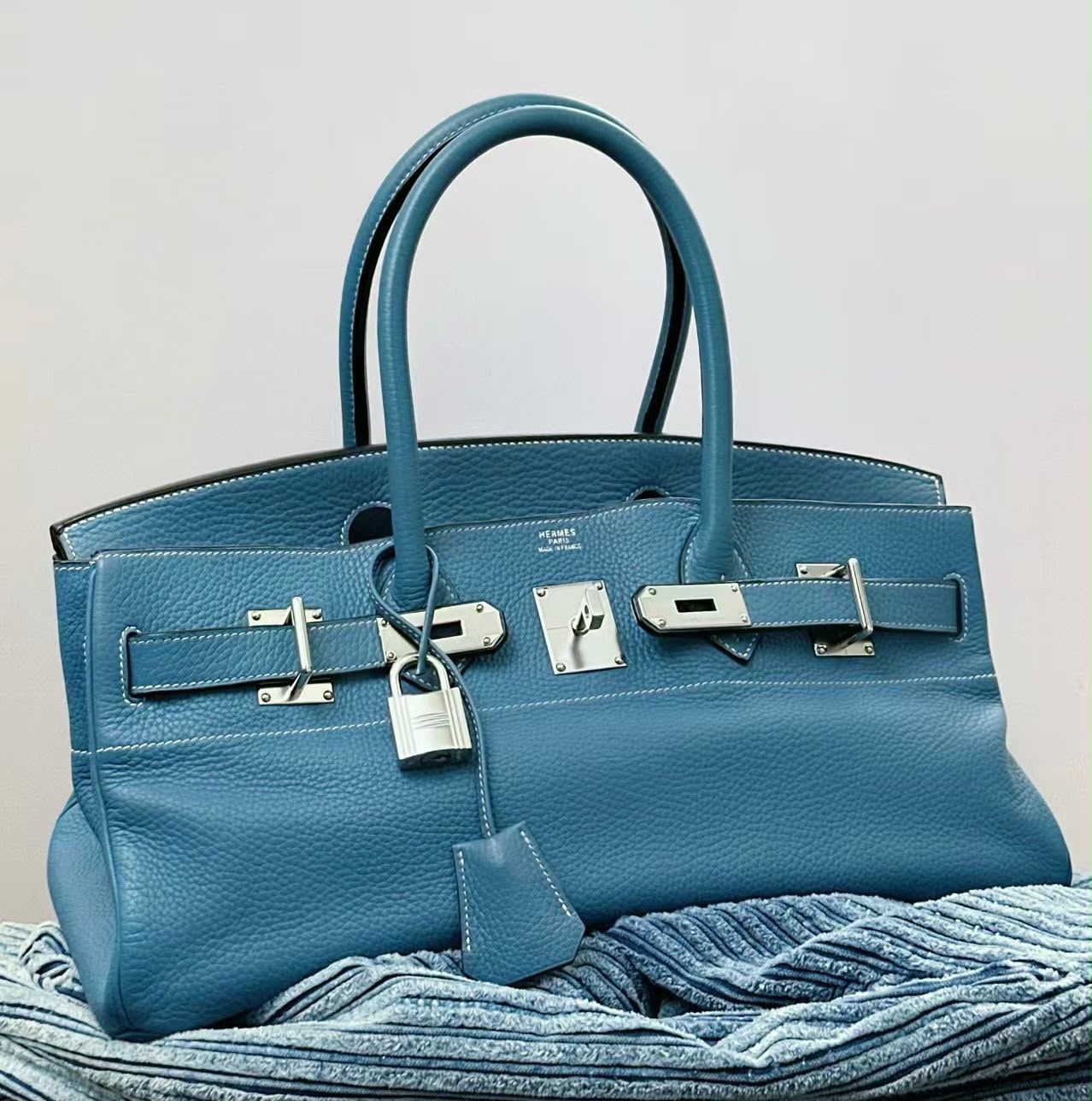 Hermes Birkin Shoulder JPG Bleu Jean TC leather Palladium hardware