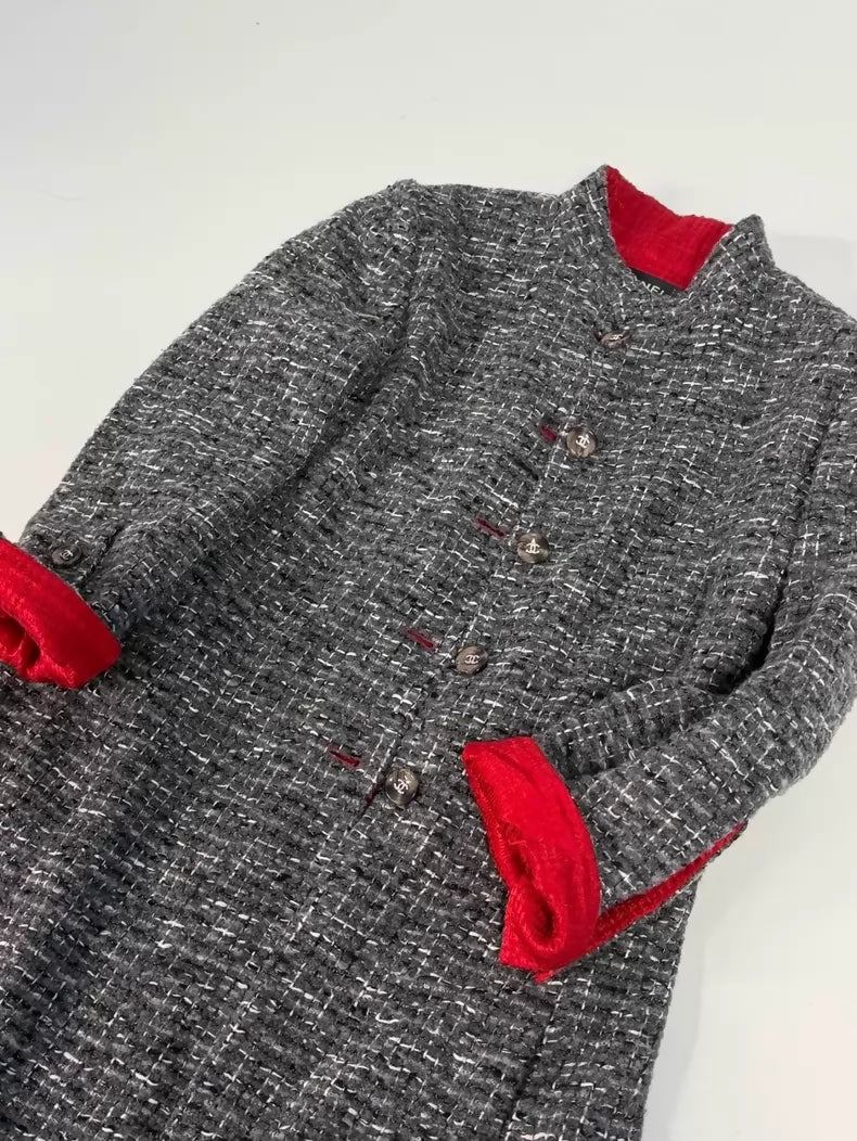 Chanel 24A Red and Grey Coat