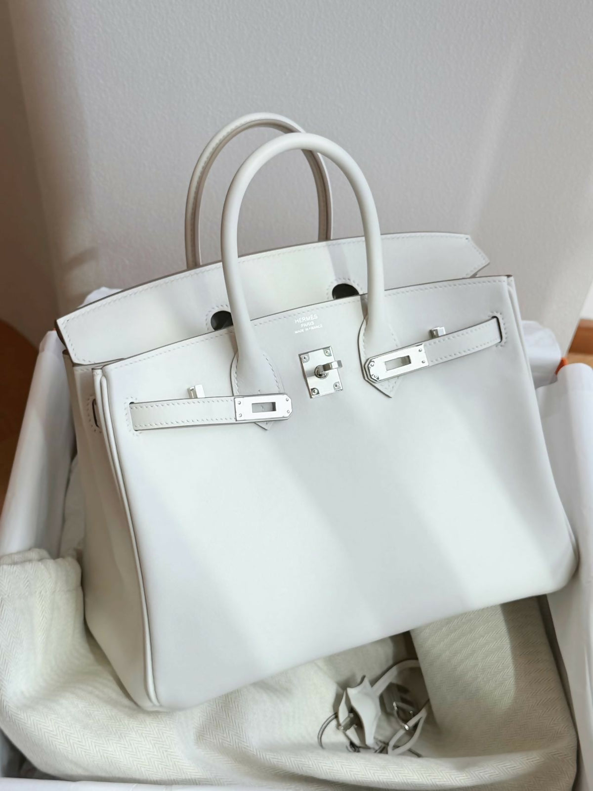Hermès Birkin 25 Gris Pale / Milk Tea Grey Swift Leather with palladium Hardware