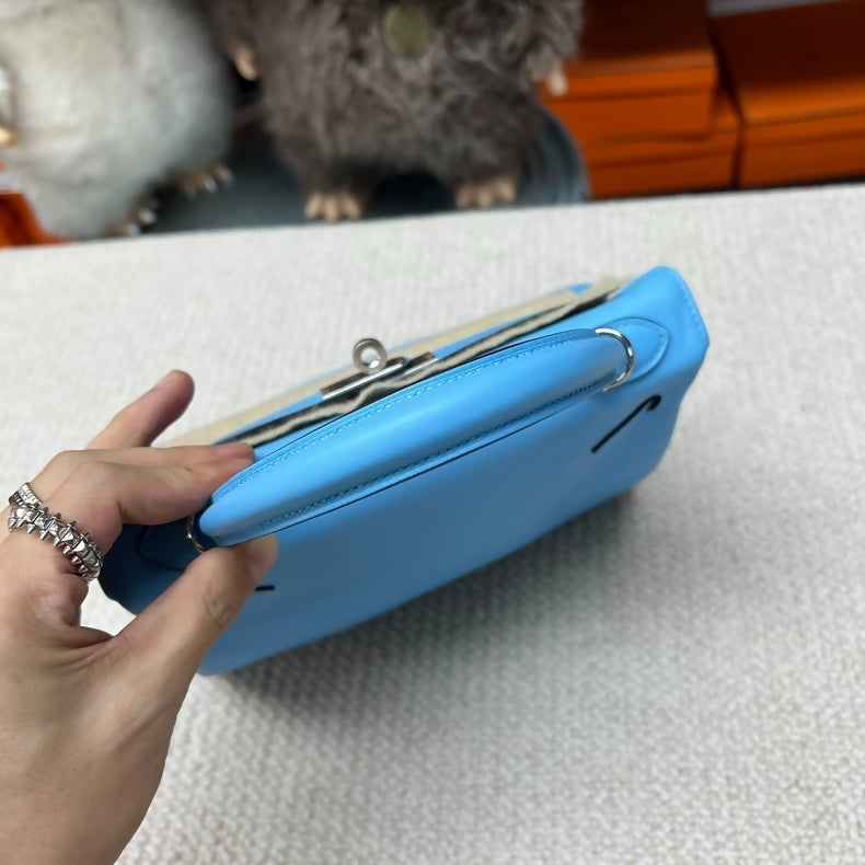 Hermes Kelly 25 7N Blue Swift Leather with palladium hardware