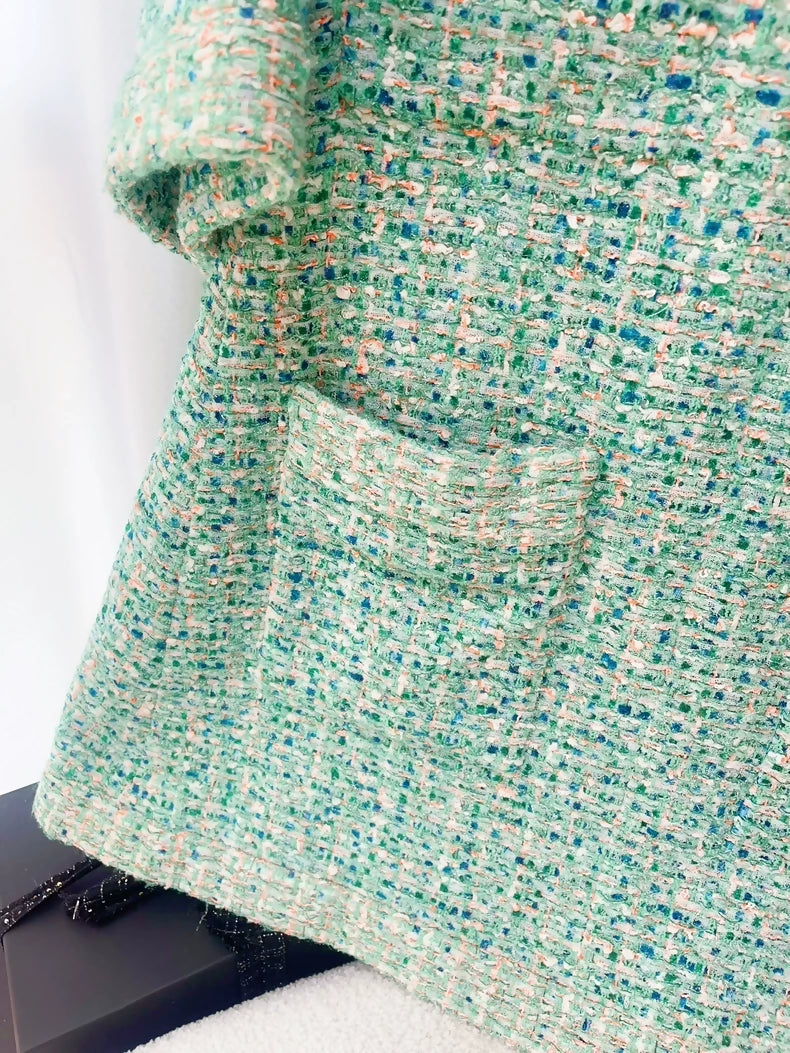 Chanel 19S Green tweed dress