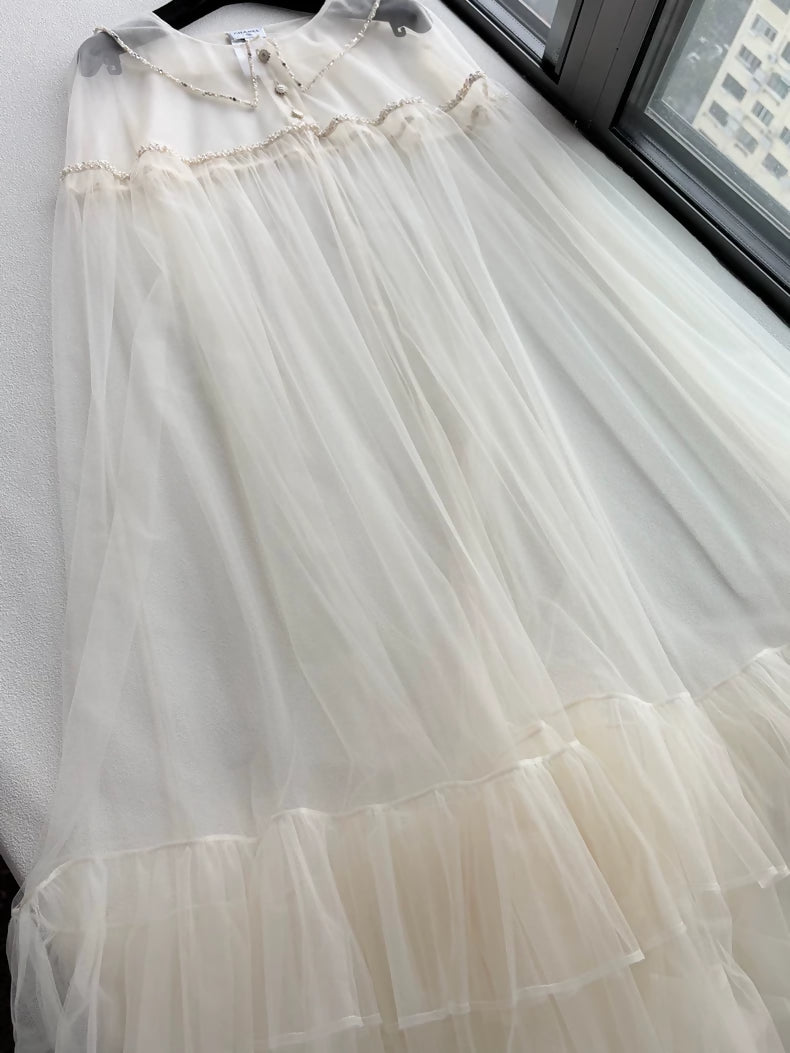 Chanel 25K beaded white tulle robe