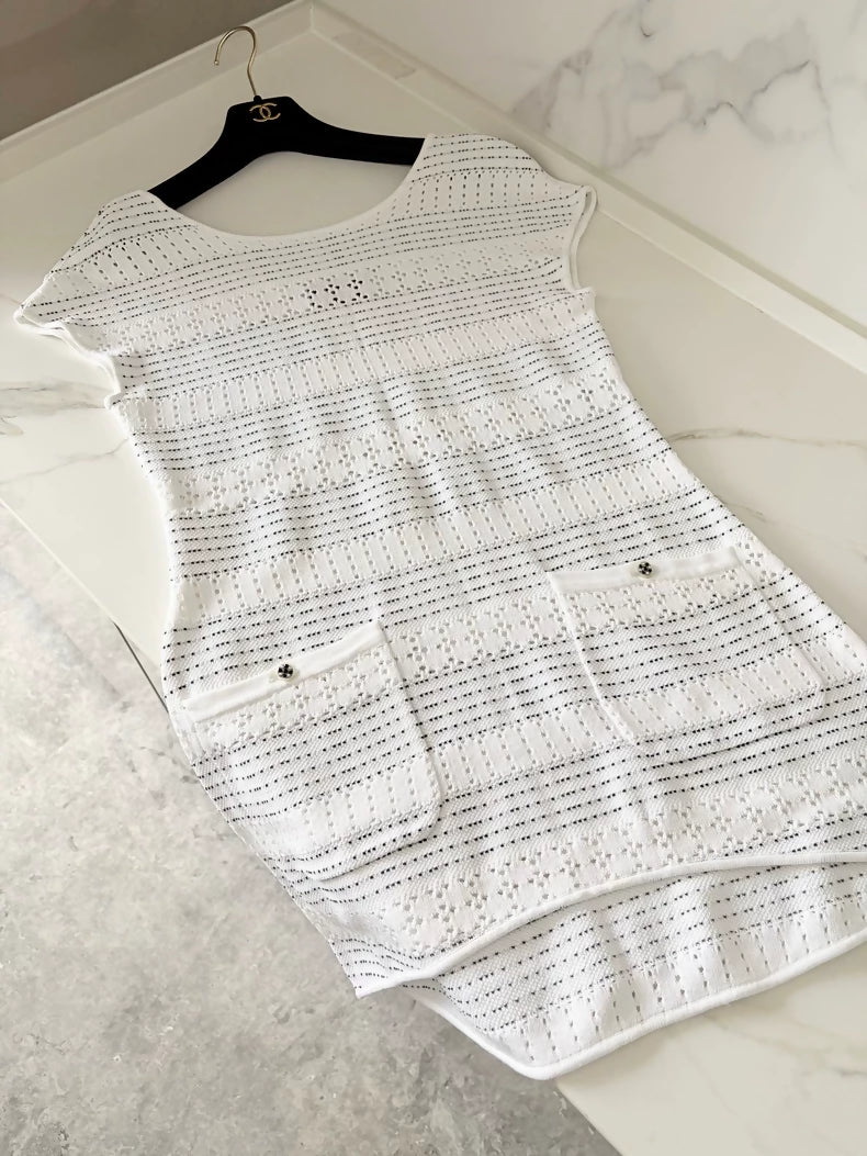 chanel white knit dress 18 Size:22 - 36/37 sync-090126 Buy Black Cotton Waffle