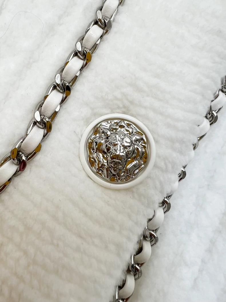 Chanel 22b white chain-strap four-pocket jacket