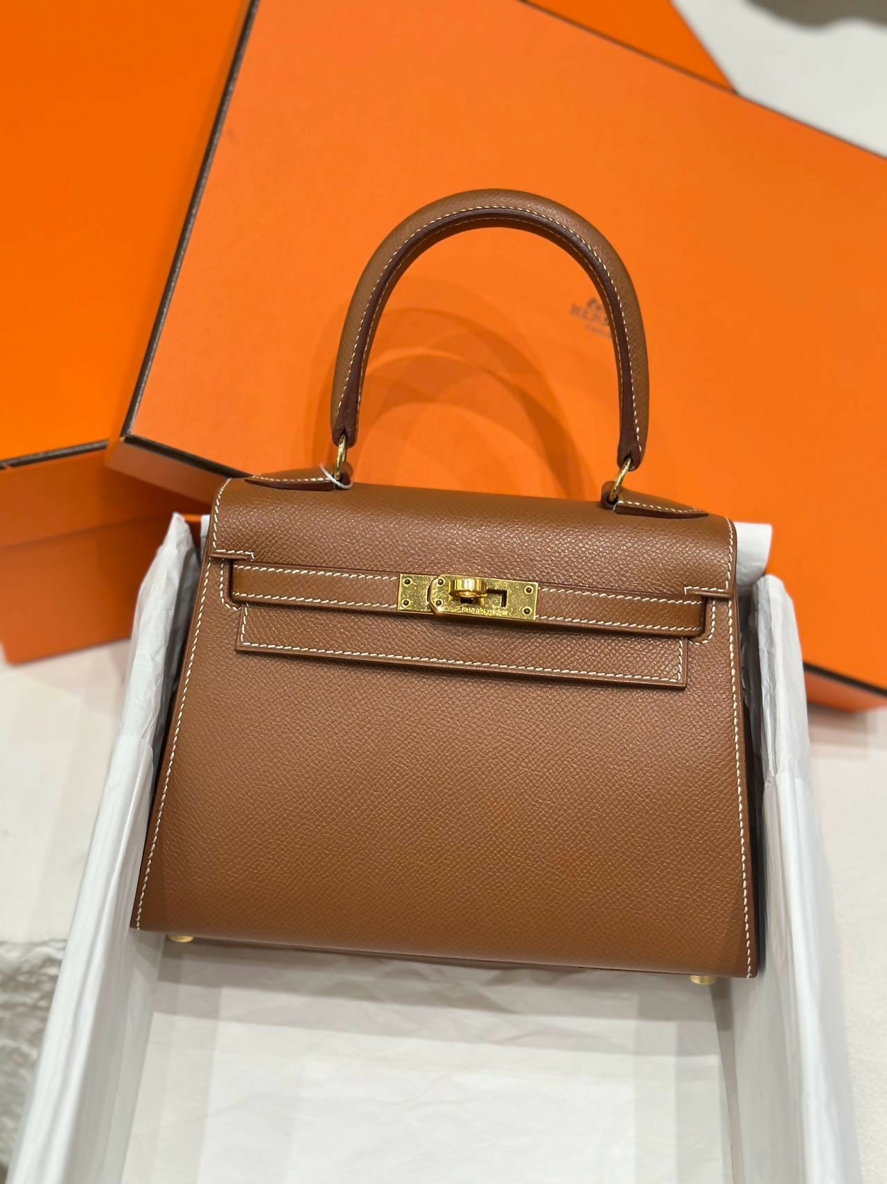 Hermès Vintage Mini Kelly 20 Gold on Gold Epsom Leather Handbag 