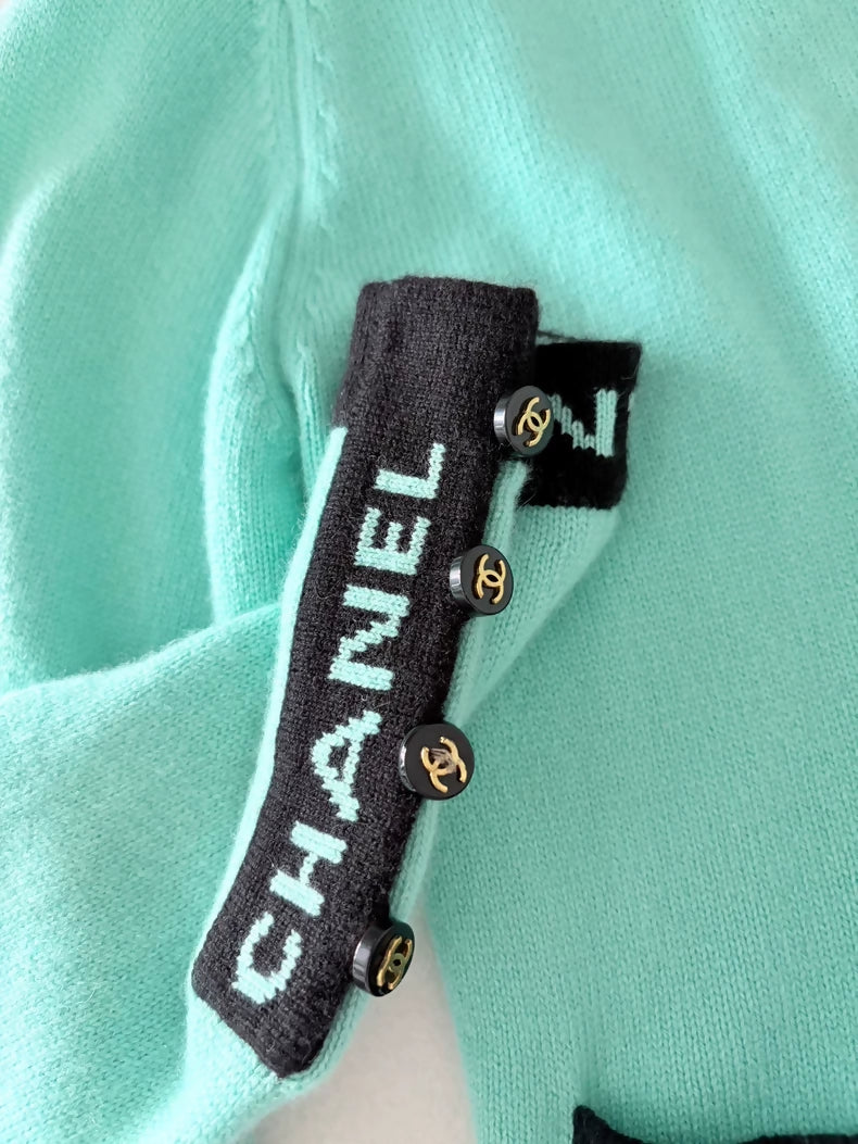 Chanel 1995 Blue Knit Cardigan
