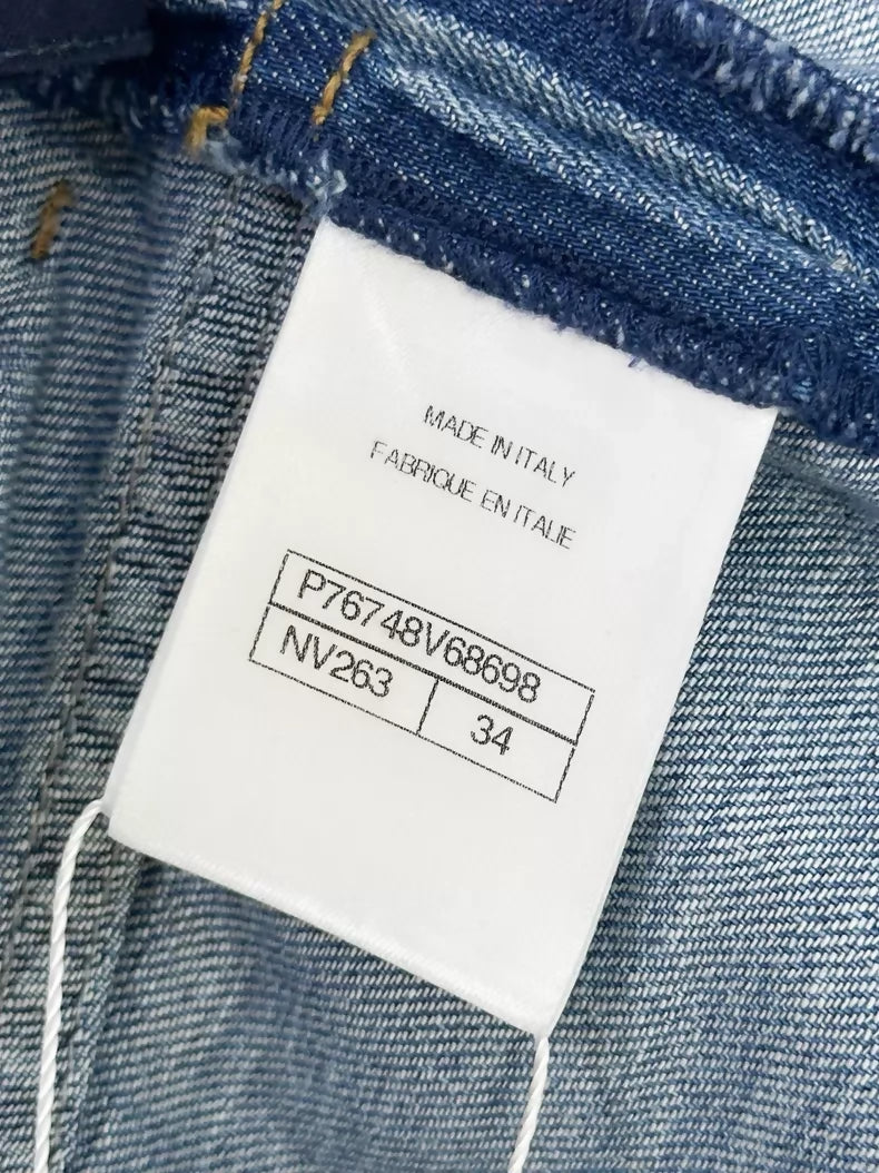 Chanel 24P double-C two-pocket blue denim wide-leg jeans