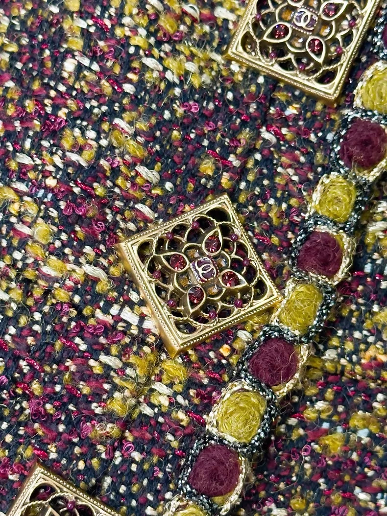 Chanel 2011 red and gold tweed jacket