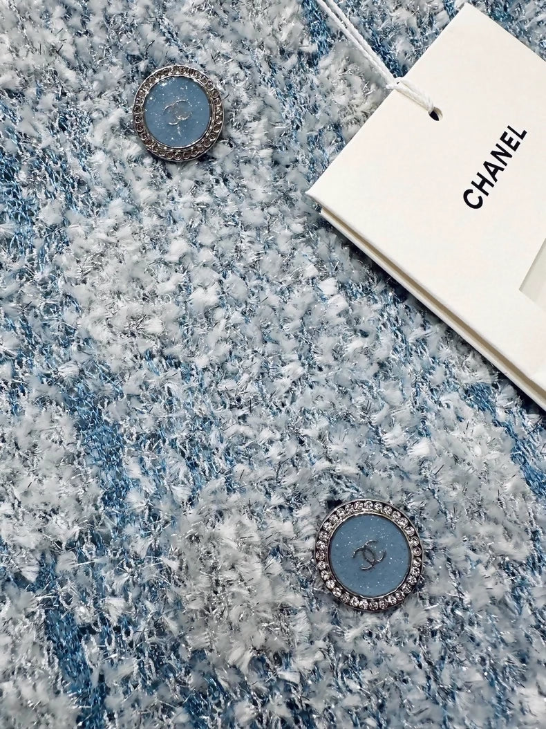 Chanel 26c blue knitted fringed cardigan