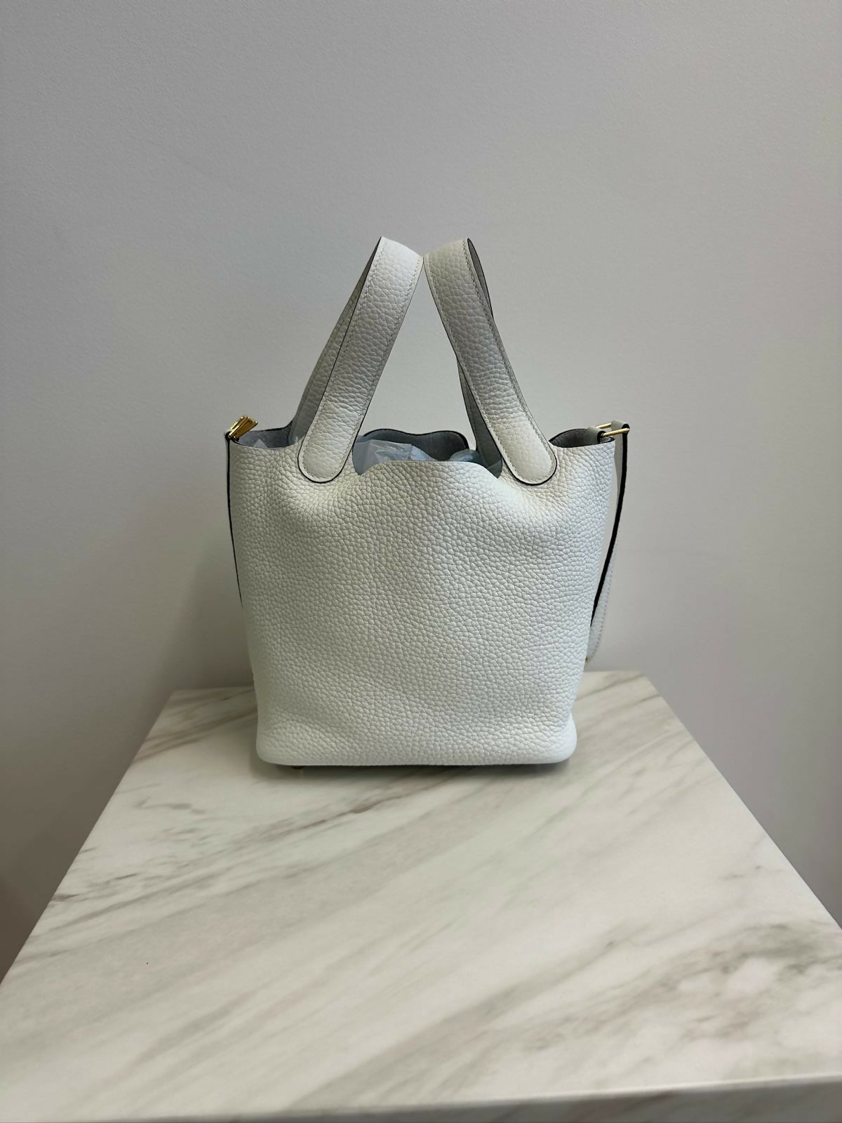 Hermes Picotin 18 New White GHW Stamp W
