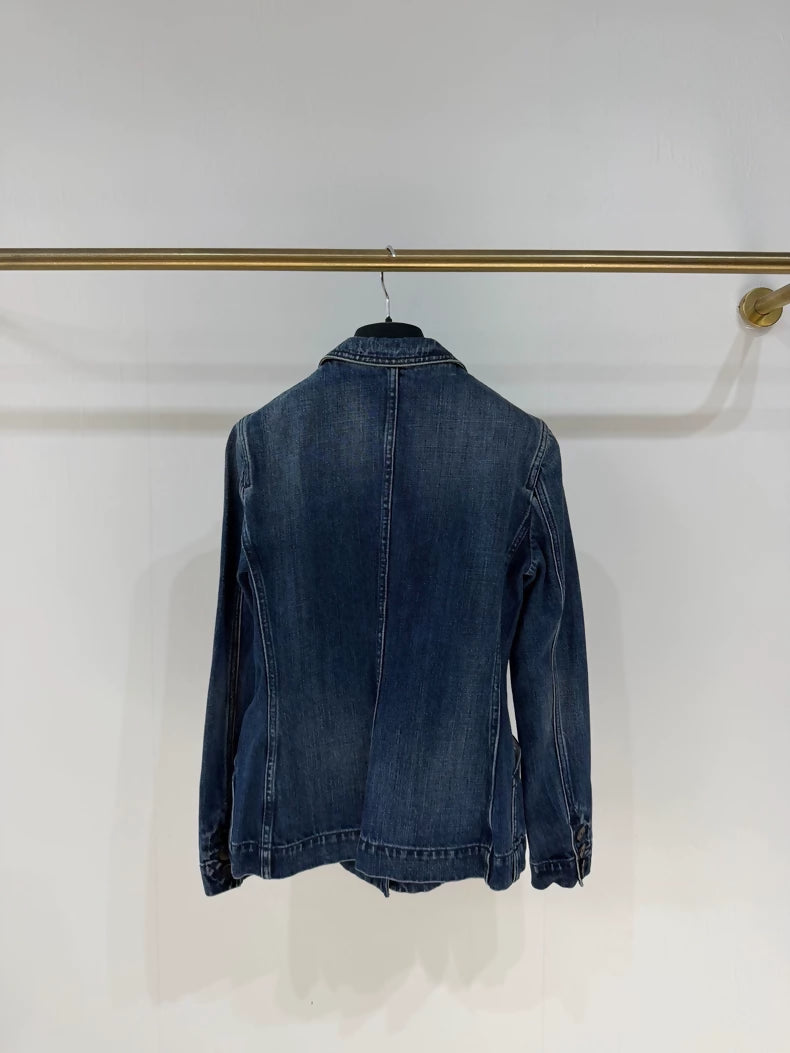 Dior classic bee-print denim fitted jacket