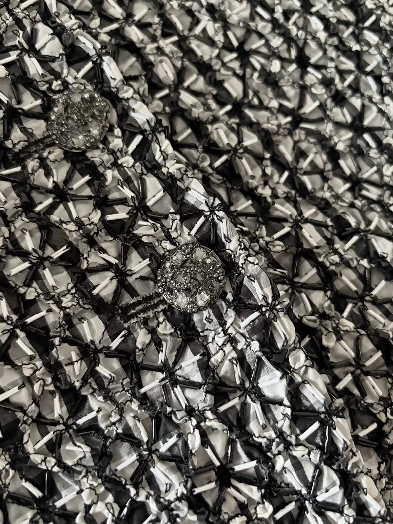 Chanel 23A Black and White tweed and Lace Jacket