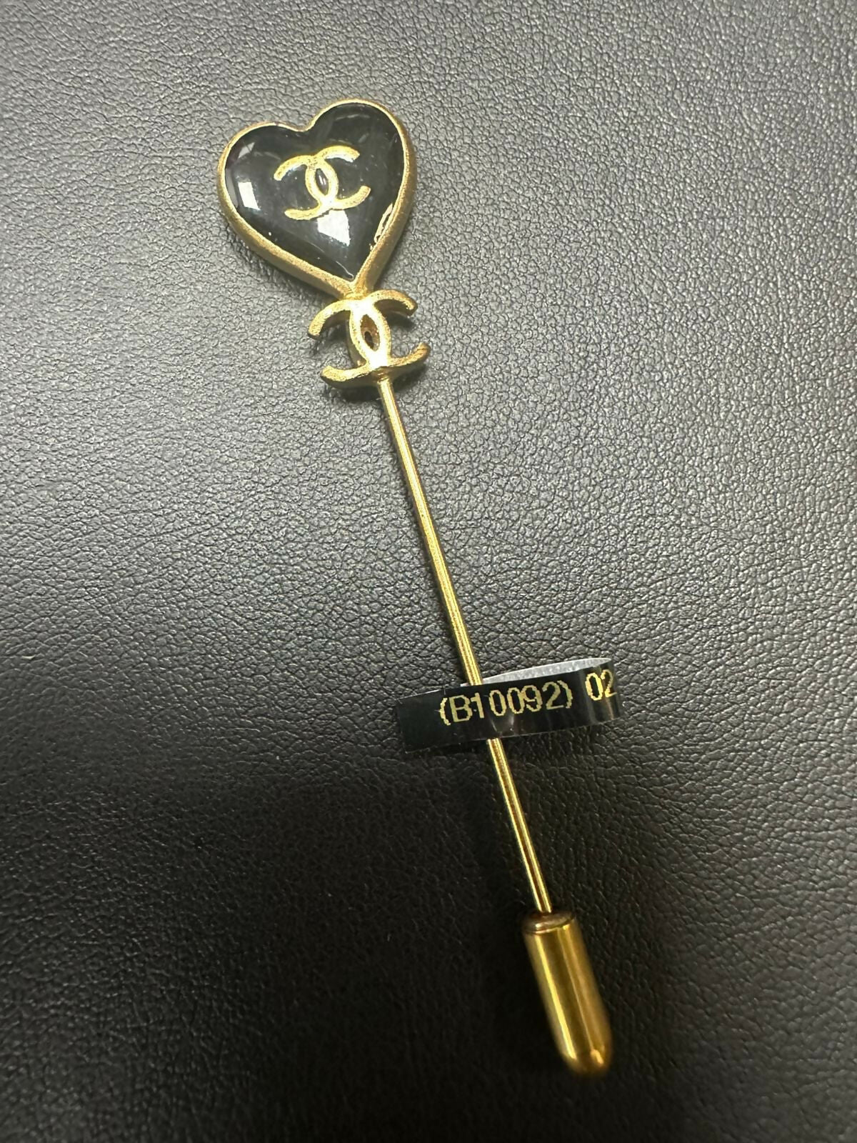 Chanel Vintage 2002 Enamel Black Heart CC Branch Pin Brooch