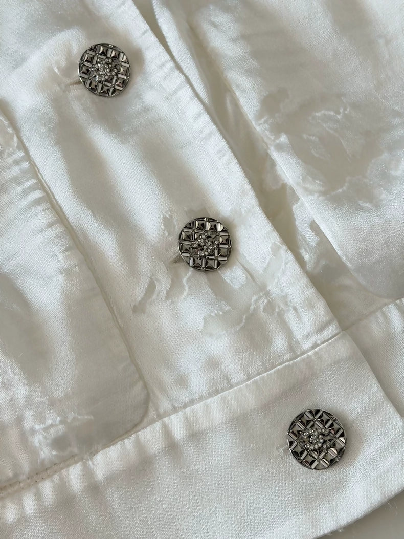 Chanel 22A White CC Silk Cardigan