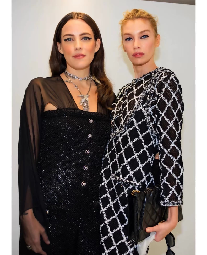 Chanel 25S Black & white quilted embroidered jacket