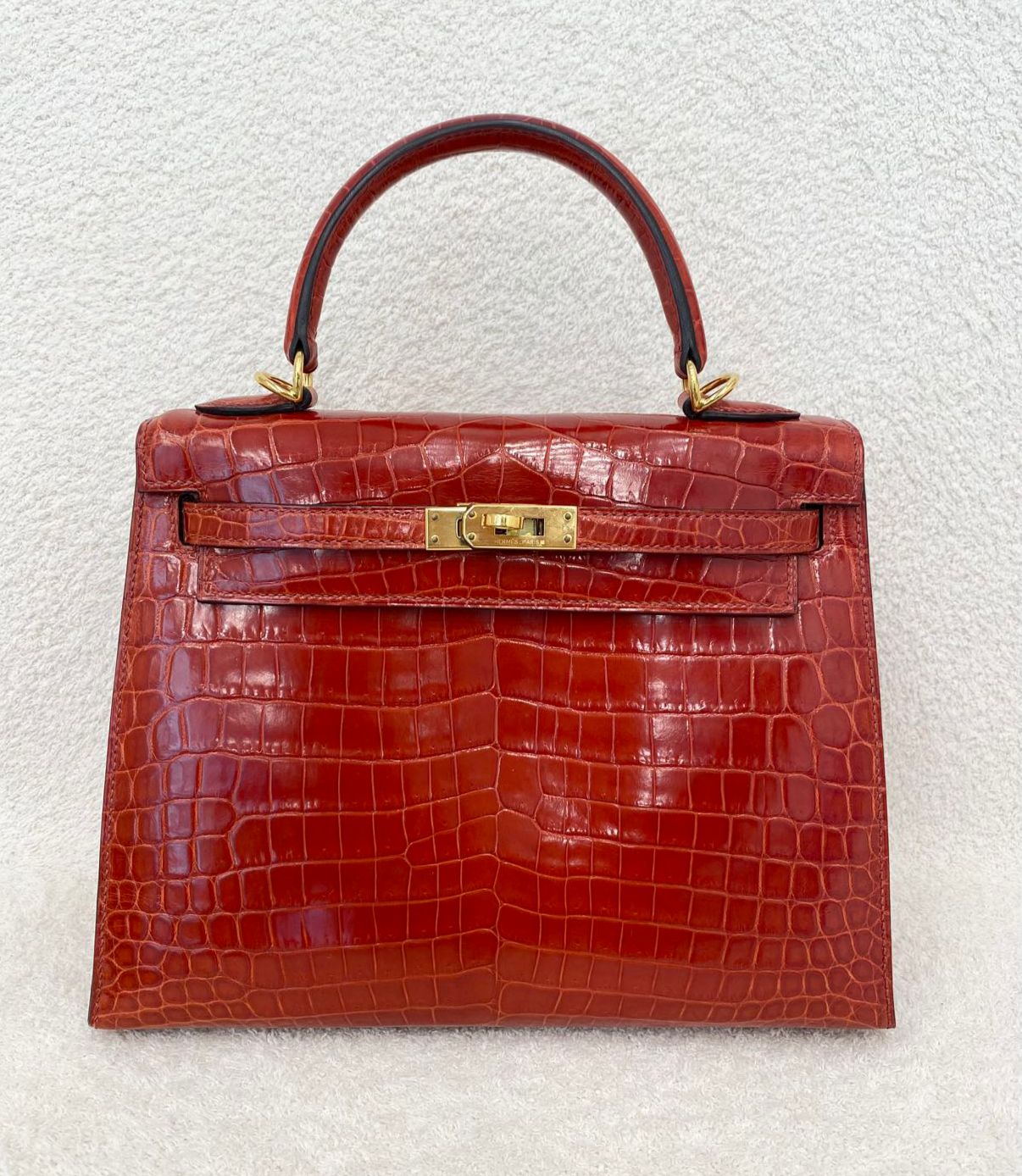 Hermes kelly 25 braise shiny niloticus gold hardware