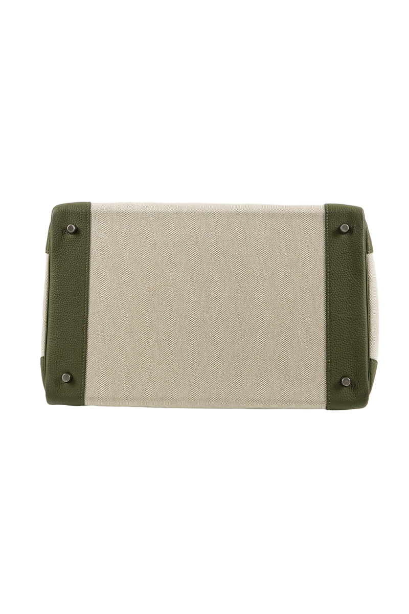 Hermes HAC 40 Canvas & Olive green togo leather palladium hardware